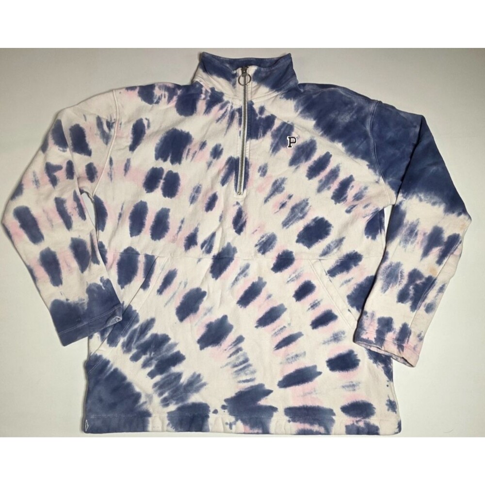 Pink Victoria Secret Sweatshirt Womens XS Tie Dye Quarter Zip Fleece Pullover Fl